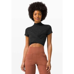 Lululemon Time to Restore Mock Neck Short Sleeve-Black / White